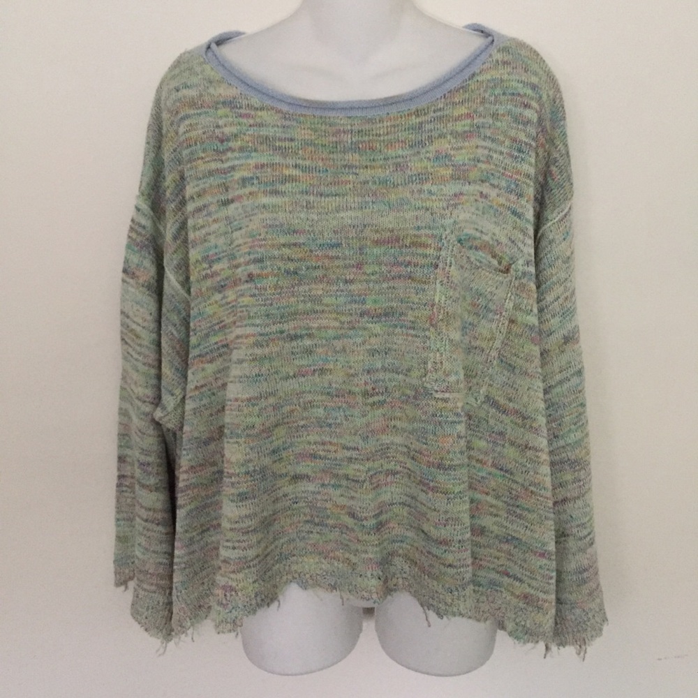 Free People Oversize Green Boho Sweater Women's Size Small